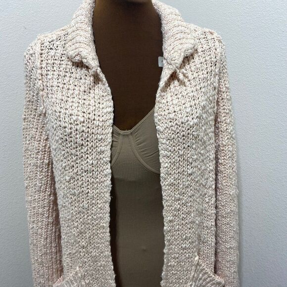 Free People Waterfront Chunky-Knit Long Sleeves Cardigan in Rose Size X-Small - Picture 2 of 9